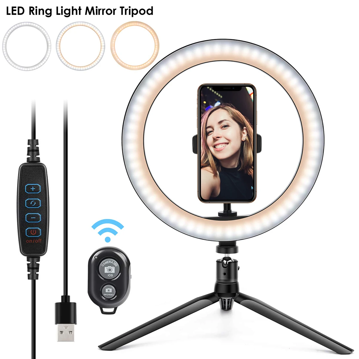 10 Brightness Dimmable Led Ring Light Usb Desk Ring Lamp Led Ring