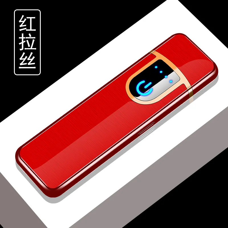 Новая Металлическая USB Зажигалка Мини сенсорные электрические зажигалки для сигарет ветрозащитная электронная перезаряжаемая Зажигалка гаджеты для мужчин - Цвет: red