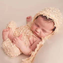 Costume Photo pour bébé de 0 à 2 mois, 2 pièces chapeau + body, ensemble de photographie pour nouveau né, vêtements à pois 