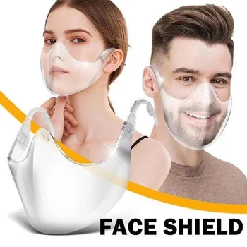 

2020 Transparent Durable Mask Face Shield Combine Plastic Reusable Clear Face Mask Bandage Clear Window Visible Expression