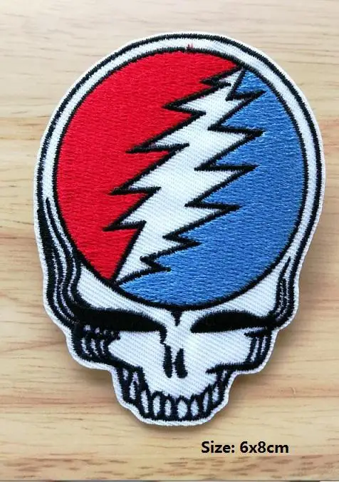 Grateful Dead's Dead Band Music Cloth Sticks Violent Bear Jacket Backpack iron on Patches Embroidery Arm badge - Цвет: Черный никель