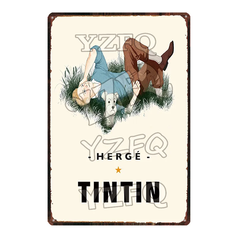 Adventures of Tintin Metal Sign Shabby Chic Vintage Style Cafe Wall Home Art Kids Room Decoration Unique Gift DU-5349A - Цвет: DU-5360
