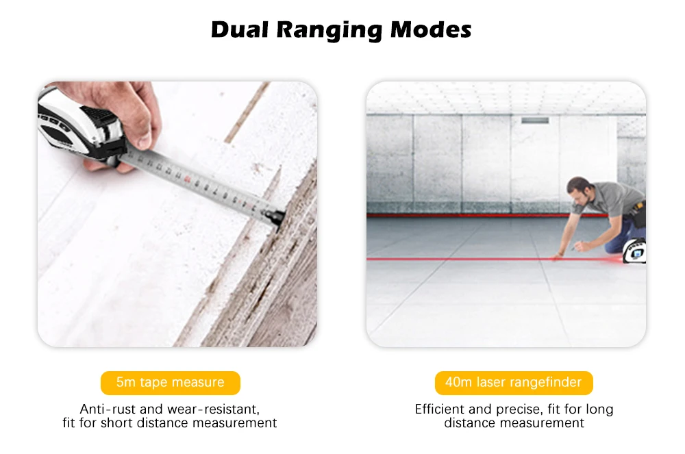 2 в 1 40 м цифровой лазерный дальномер, рулетка измерительный инструмент с ЖК-дисплеем 5 м измерительная лента Metro цифровой лазерный метр