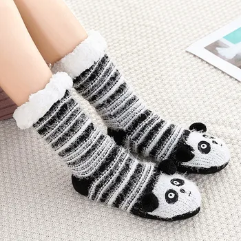

Winter Women Warm Casual socks Women Tube Cartoon Velvet Floor Socks Warm Sleep Socks funny sock For Women calcetines mujer