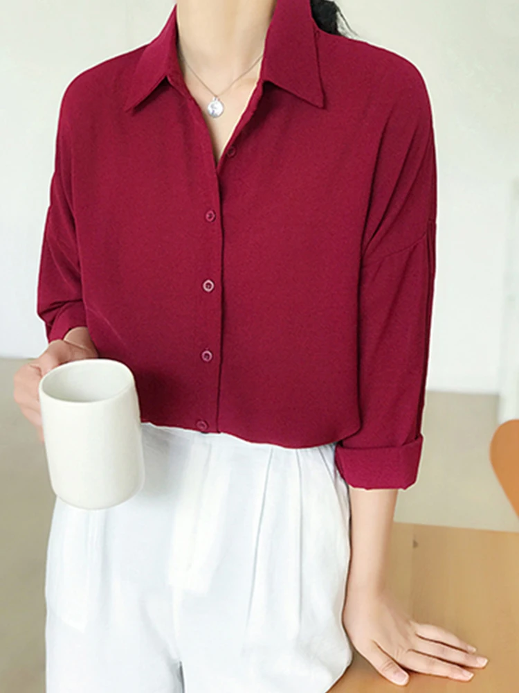 New Arrival Women Solid Turn-down 