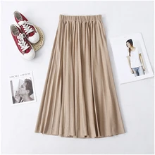 Женские повседневные плиссированные юбки женские корейские однотонные до колена Модные осенние юбки женские имперские коричневые хаки белые юбки