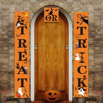 

Halloween door banner Halloween Couplet Ghost Festival Hanging Couplet Halloween Porch Sign Banner for Front Door Decor