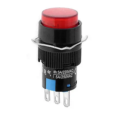 

Red Round Head 3 Pins AC 250V 5A Non locking Push Button Switch SPDT