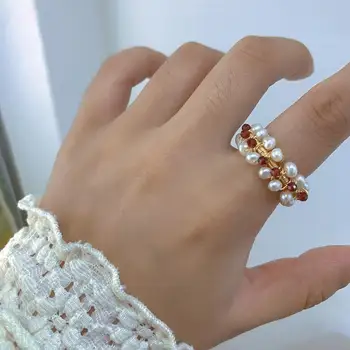 

100% Natural Fresh Water White Pearl Rings For Women Handmade Vintage Wedding Personality Ring Fine Jewellery