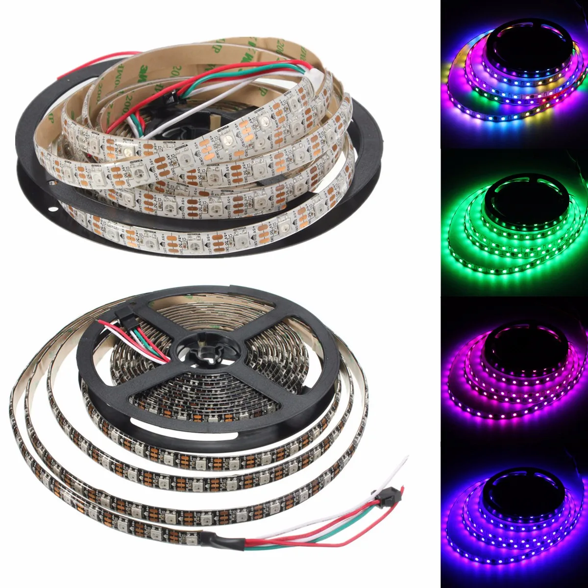 

5M 90W 300LEDs WS2812B 5050 rgb addressable Christmas Decor led strip light full color tape IP65 waterproof White/Black PCB DC5V