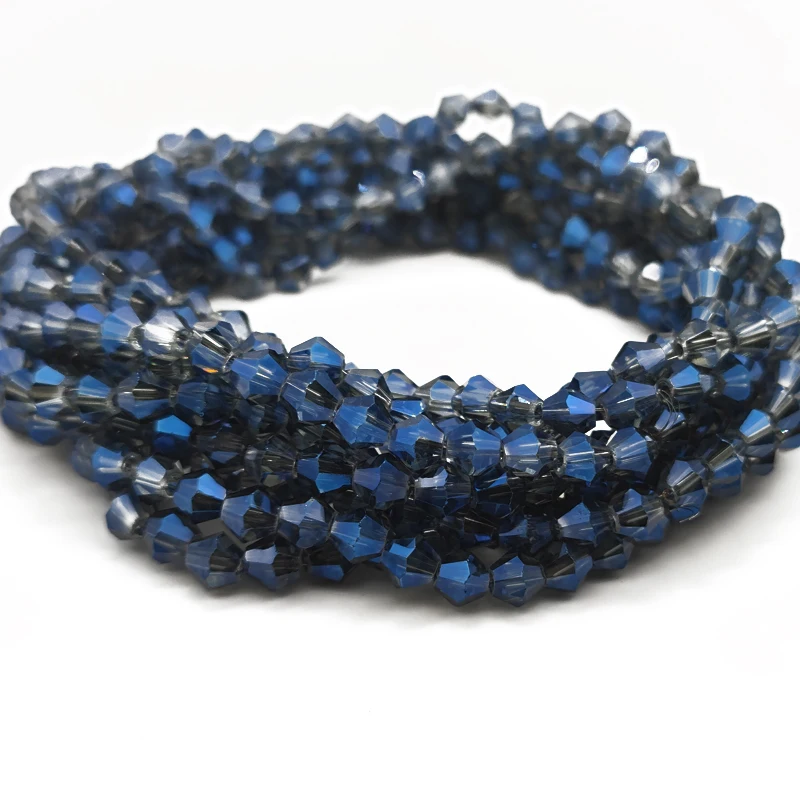 

Crystal Glass Blue Faceted Bicone Beads Loose Beads for Jewelry Making Accessories 3 4 6mm Necklace Bracelet DIY