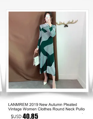 LANMREM Новая Осенняя плиссированная винтажная женская одежда пуловер с круглым вырезом свободное платье и широкие брюки комплект из двух предметов WJ262