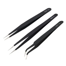 Антистатические ESD нержавеющая сталь пинцет Электроника промышленная точность изогнутый прямой наконечник телефон ремонт ручной инструмент
