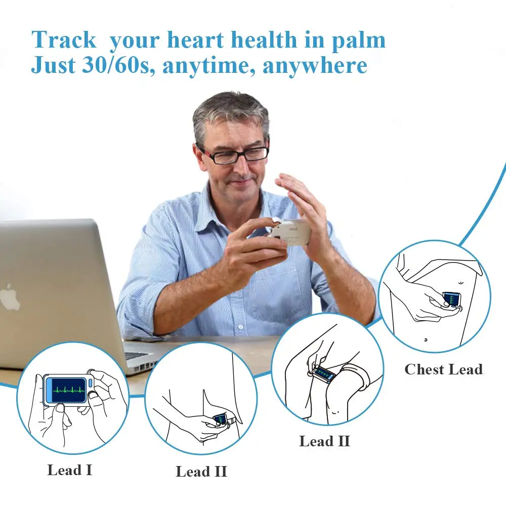  ECG/EKG Monitor Portable Heart Rate Monitor with PC Report Heart Health Fitness Tracker Viatom Hear