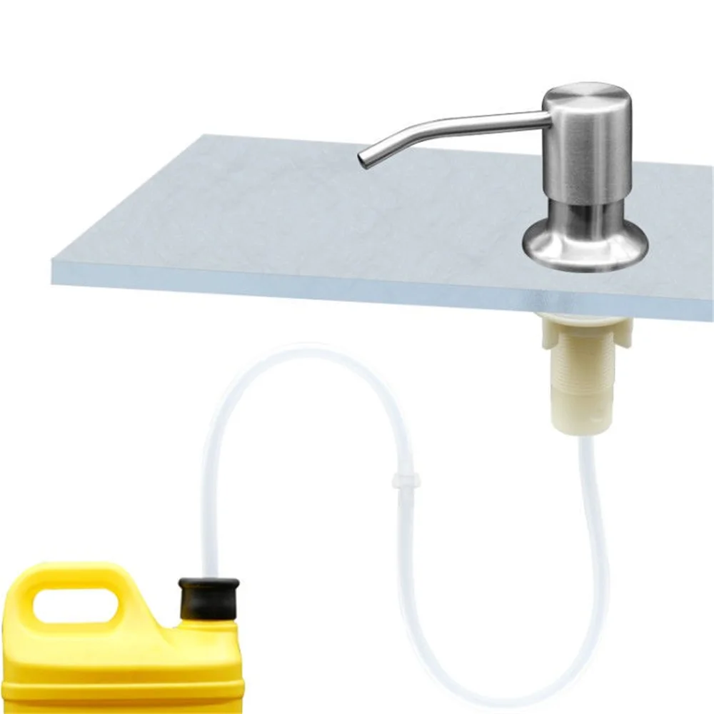 Kitchen Sink Liquid Soap Dispenser Pump Stainless Steel Liquid Soap Bottle Sink Mount Hand Pressure Dispenser Bottle