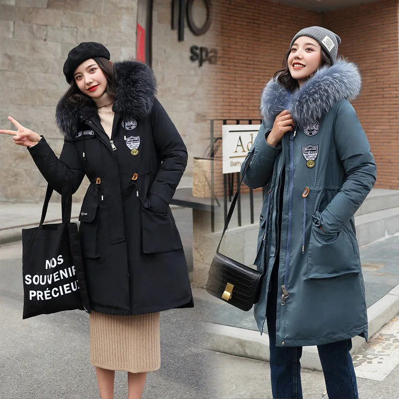 

2019 Winter New Style down Jacket Cotton-padded Clothes Women's Mid-length Fashion Coat Loose-Fit Slimming Versatile Casual Hood