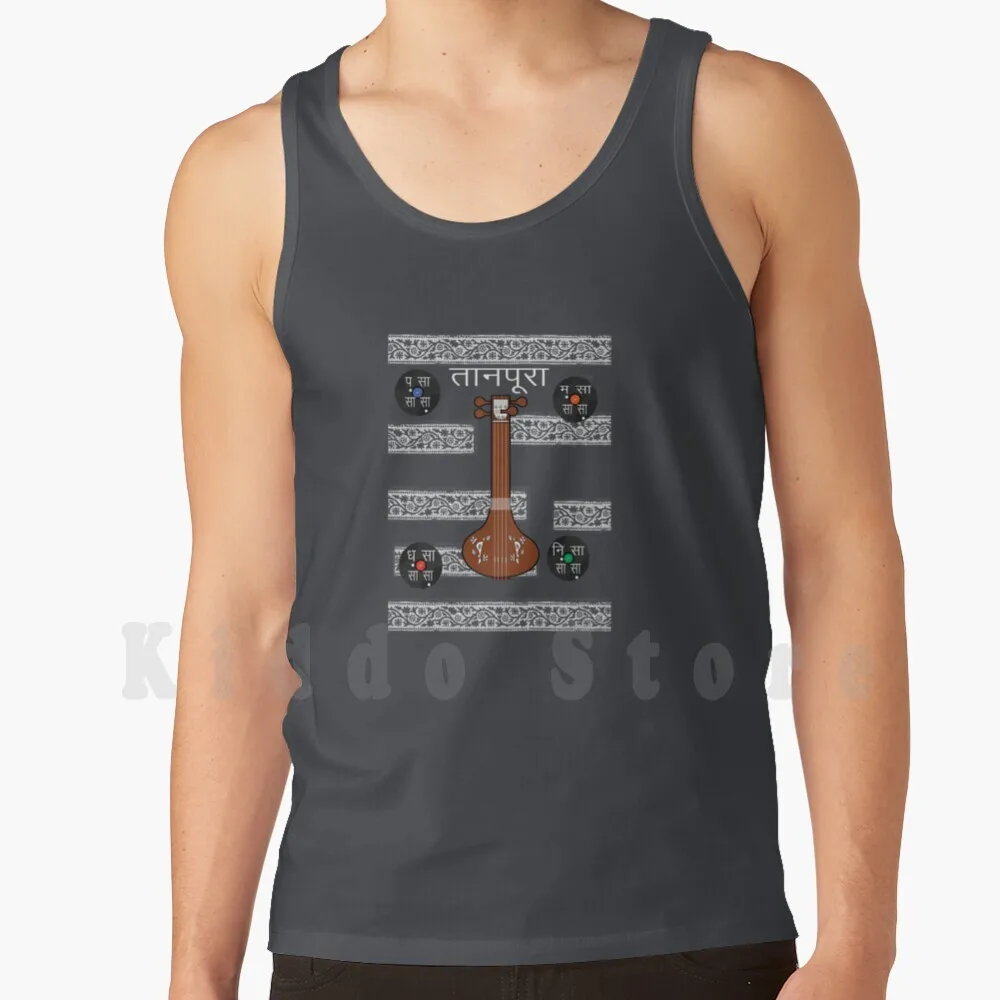 Tanpura Canotte Gilet 100% Cotone Musica Indiana Carnatic Classico Hindustani Gharana Drone India Raga Tambura