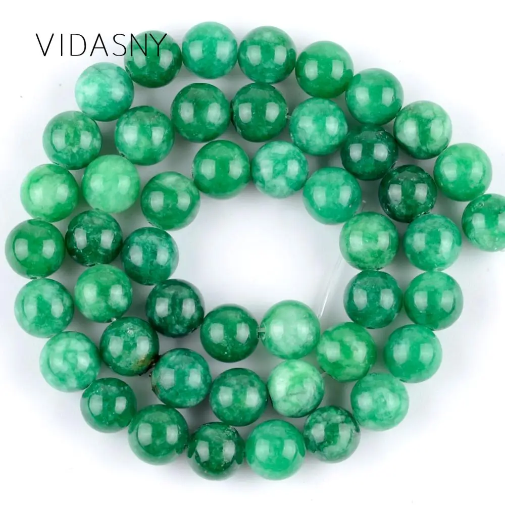 

Natural Chalcedony Green Jades Round Stone Beads For Jewelry Making 6 8 10 12mm Spacer Loose Beads Diy Bracelet Necklace 15''