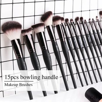 

Zoreya 15pcs Black Makeup Brushes Set Eye Shadow Powder Foundation Brush Professional Cosmetic Tools Kits