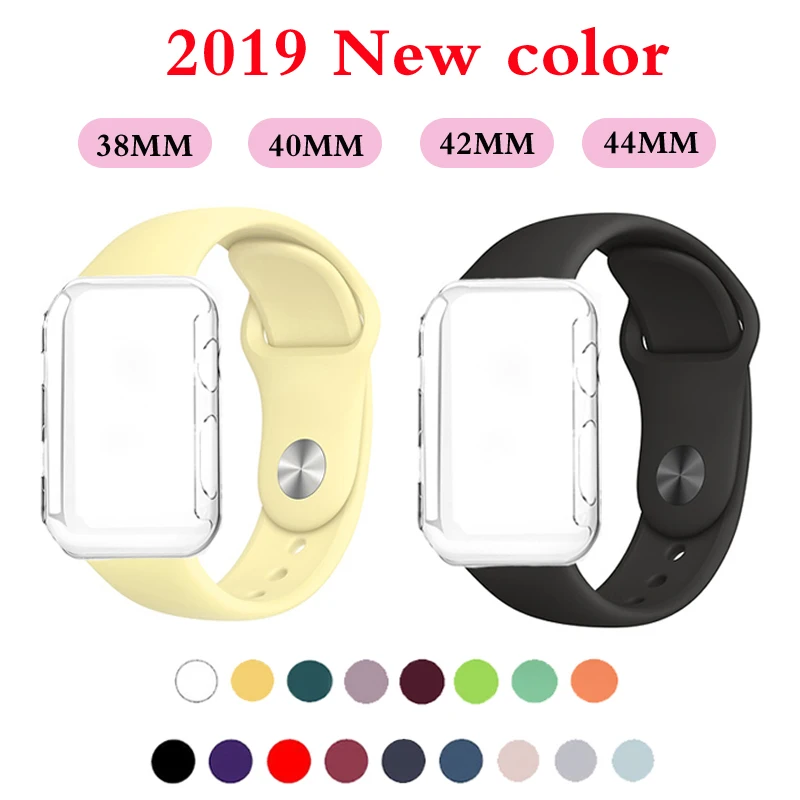 

Sport silicone strap for Apple watch 4 band case 44mm 40mm iwatch band 42mm 38mm watchband for apple watch 4 3 2 1 Accessories