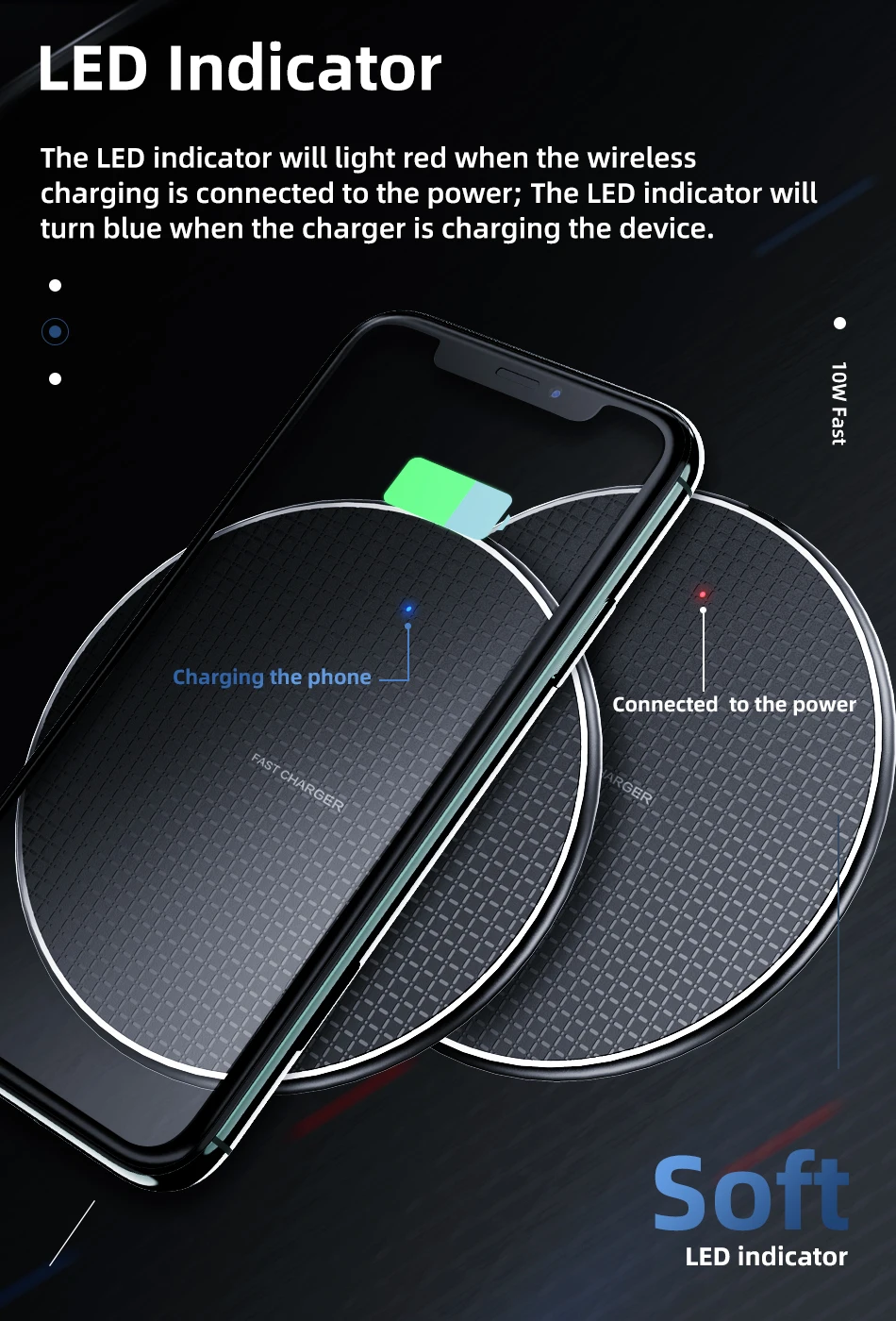 !ACCEZZ 10w Qi Fast Wireless Charger For iPhone 8 Plus XS 11 Pro Max Huawei Mate P20 P30 Pro Xiaomi mi9 Phone Wireless Charging (4)