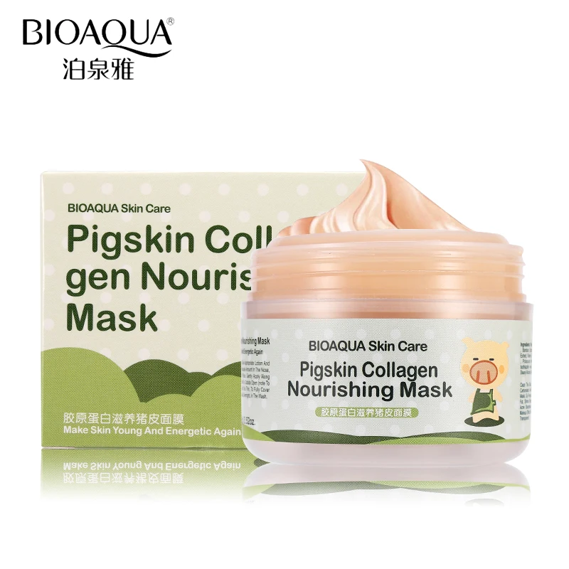 BIOAQUA свиной коллаген протеиновая маска для лица увлажняющая отбеливающая против старения морщин лечение акне сужение пор