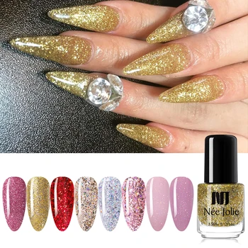 

NEE JOLIE Solid Color Nail Polish Nail Sequins Colorful Rose Gold Long Lasting Varnish Nail Art DIY Design Manicuring Decoration