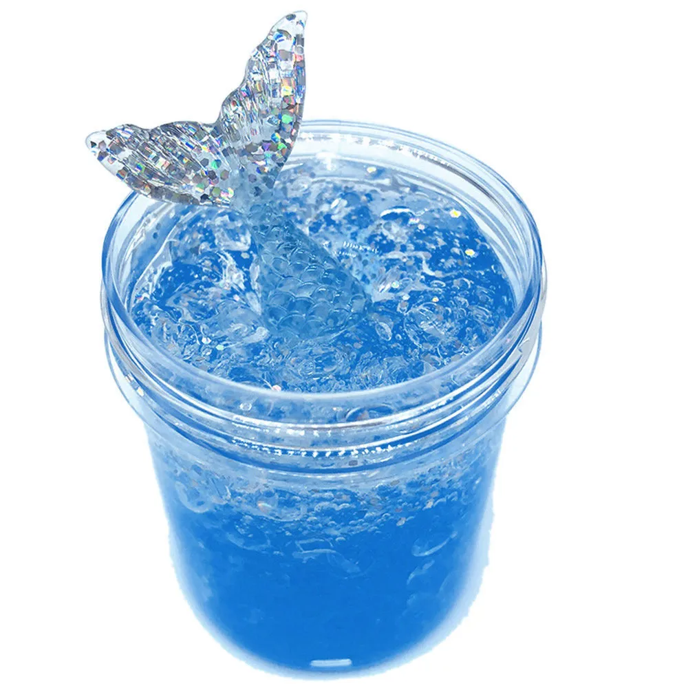 Fish tail tid Mud Mixing Cloud Slime Scented Stress Kids Clay Toys Soft Slime Clear Crystal Plasticine Mud #B