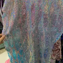 5 ярдов zp011# Русалка цвет оболочки форма блесток лучшее качество Добби тюль сетка кружева для пиления свадебное платье