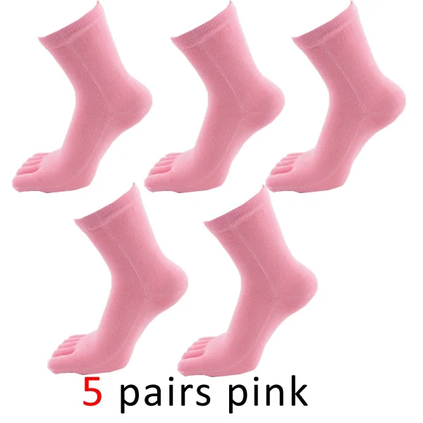 VERIDICAL, хлопковые, одноцветные, 5 пальцев, носки для женщин, хорошее качество, пять пальцев, носки для отдыха, harajuku, носки с пальцами, горячая распродажа, meia, 5 пар/лот - Цвет: Розовый