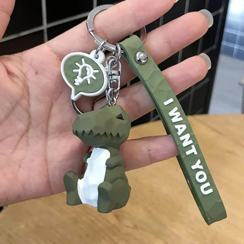 1 Креативные рисунки из мультфильма ПВХ смола милый брелок для ключей динозавры брелок Модная хлопковая набивка мультфильм PU Брелок Автомобильная сумка для телефона и ключа кольцо - Цвет: 1