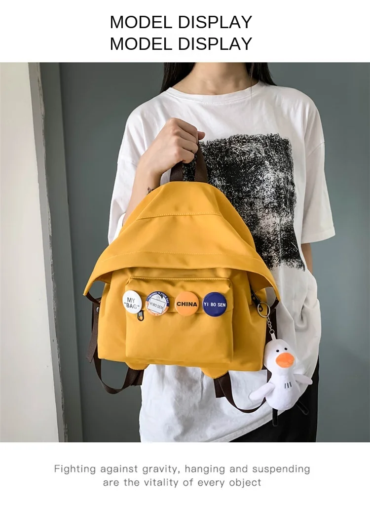 2021 Fashion Small Mini Women's Backpack for Girls School Bag Waterproof Nylon Japanese Casual Yellow Young Girl's Bag Female