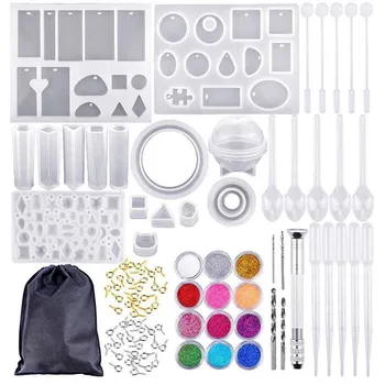 

83 Pieces Of DIY Jewelry Silicone Mold Crystal Epoxy Glue Kit Bangle Pendant Jewelry Silicone Mold Craft Making