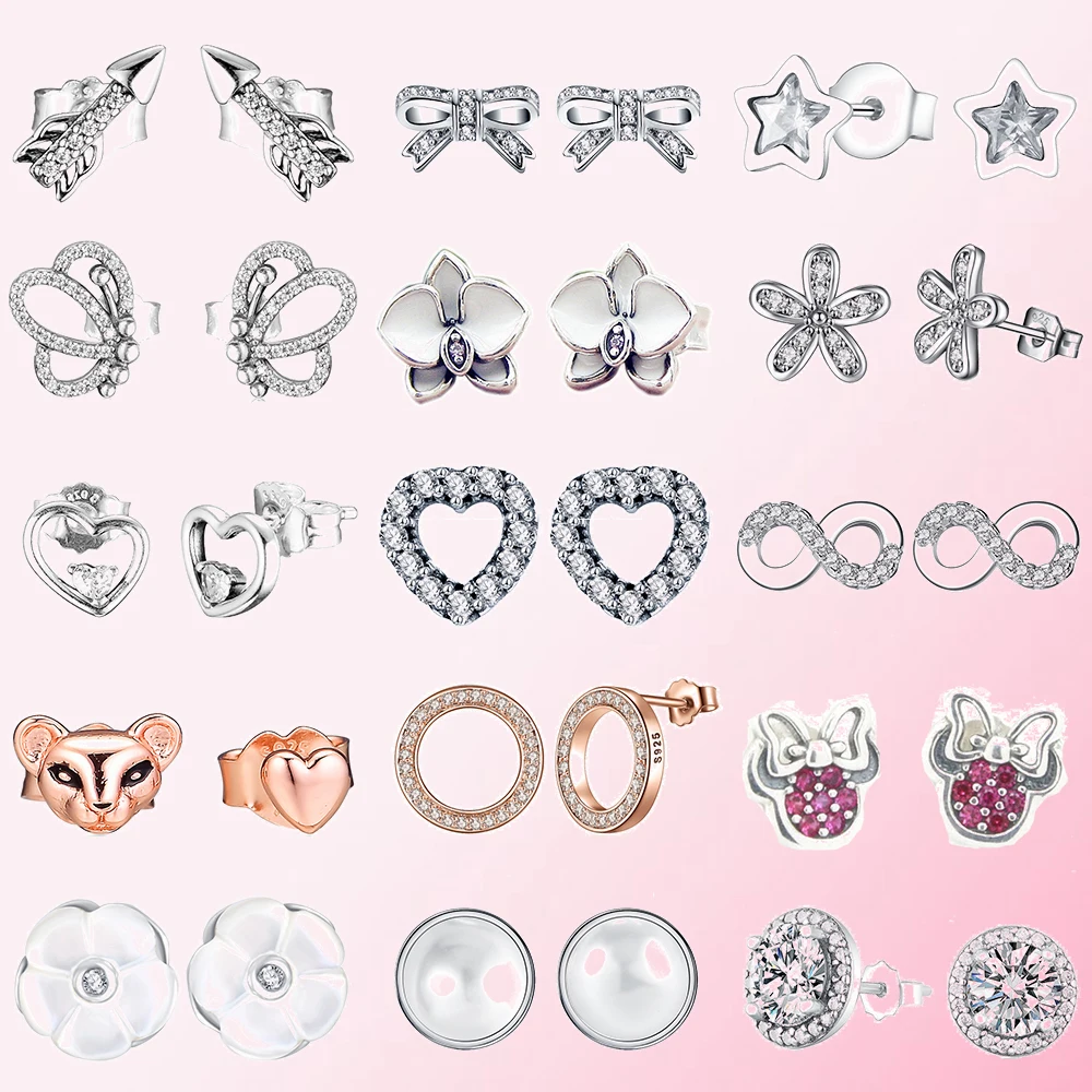 

2019 100% 925 Sterling Silver Classic Authentic Stars Symmetrical Earrings Ladies Charm Fashion DIY Jewelry Free Shipping