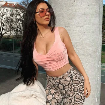 

New Camisole Deep V Vest Female Summer Umbilical Shoulder Strap Slim Solid Color Sports Wrapped Chest Top Camisole