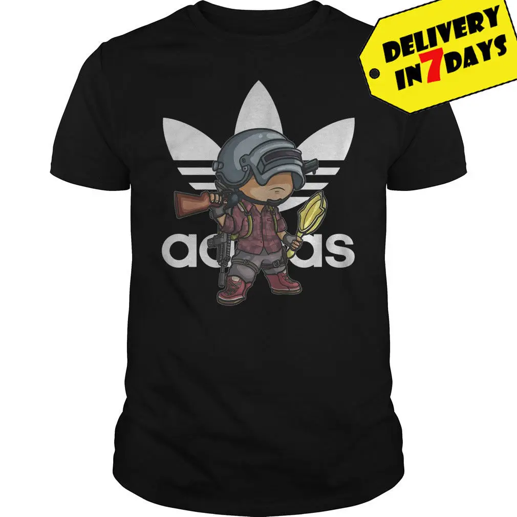 Adida PUBG Funny T-Shirt Official Adida PUBG Chipi Full Size Black Shirt   Cartoon t shirt men Unisex New Fashion tshirt