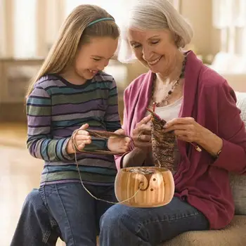 

Bamboo Yarn Bowl Knitting Bowl Holder with Removable Holes Storage Handmade Wool Bowl Storage Accessories for Crochet Knitting