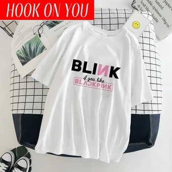 

Kpop Blackpink Print T-Shirt Women's New Summer Casual Black Pink O-Neck Short Sleeve Korea Hip Hop Shirt Harajuku S-2XL Clothes