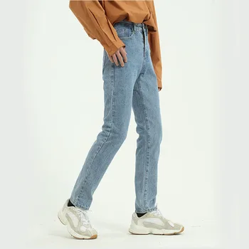 

Men Vintage Blue Casual Classic Jeans Pants Japan Korea Style Male Streetwear Hip Hop Slim Fit Denim Trousers Pant