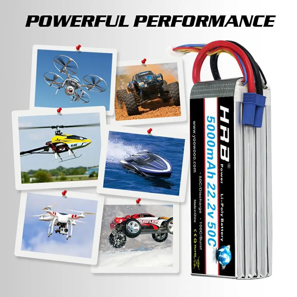 HRB FPV 450 500 7 4 V 11 1 14 8 18 5 22 2 5000mAh 50C 100C 2S 3S 4S 5S 6S LiPo батарея для Traxxas автомобильный