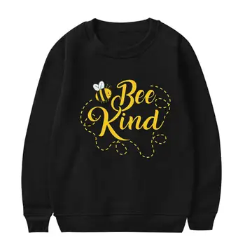 

Bee Kind Letter Print Hoodies Women Cute Bee Graphic Kpop Sweatshirt O-neck Long Sleeve Hoodie Kawaii Ladies Pullover Clothes