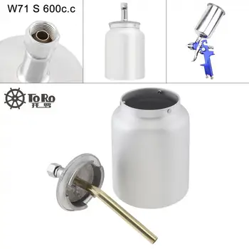

TORO 600ml Silvery Spray Gun Pot with 1/4 Inch Air Inlet and 1/2 Inch Screw Thread Connector for Automotive Paint / Car Wash