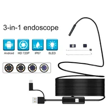 3 в 1 взаимный обмен данными между компьютером и периферийными устройствами эндоскоп полу-жесткий бороскоп инспекционная Камера 2.0MP CMOS HD Водонепроницаемый змея Камера с 8 светодиодными лампами для Android и Windows