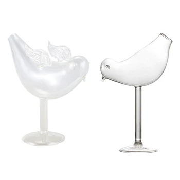 

2Pcs 150Ml Creative Bird Shape Cocktail Goblet Glass Personality Molecular Smoked Modelling Glass Fantasy Wine Goblet