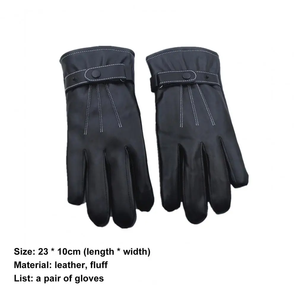 Leather Gloves Winter Gloves Men Genuine Black Real Sheepskin Wool Lining Warm Driving Gloves Cycling 6
