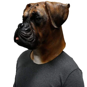 

Realistic Latex Boxer Dog Animal Head Mask Halloween Costume Hen Stag Props