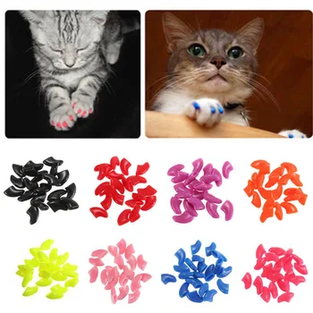 

20PC Soft Cat Nail Caps Colorful Cute Cat Claw High Quality Silicon Nail Protector with free Adhesive Glue and Applictor XS-L