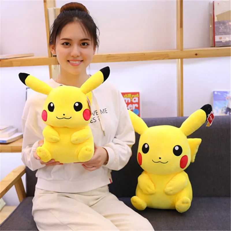 Cute plush toys anime cartoon toys pikachu doll classic expression pillow soft fabric stuffed animal ornament doll doll gift