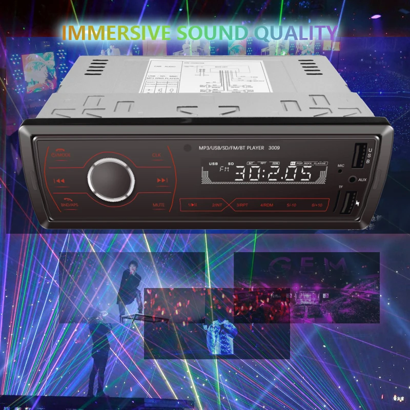 Bluetooth громкая связь FM радио SD карта U диск 2.1a зарядка двойной USB плеер Кнопка full touch 1 din Автомобильный MP3 плеер