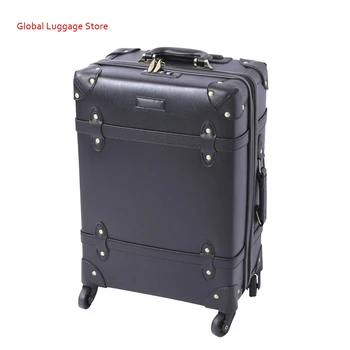 

Retro suitcase trolley suitcase boarding suitcase universal wheel customs lock zipper PU zipper suitcase